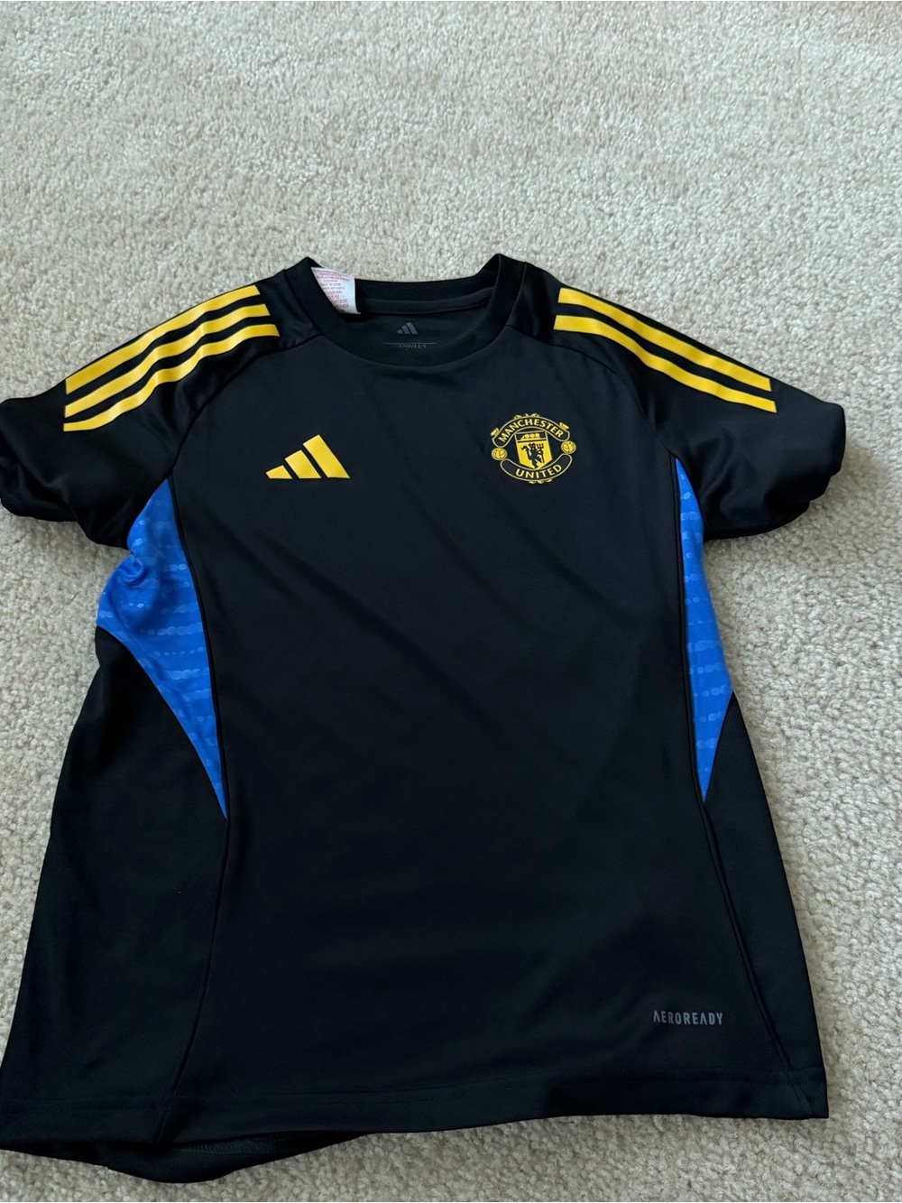 adidas Kids Black, Yellow & Blue Manchester United Training Shirt